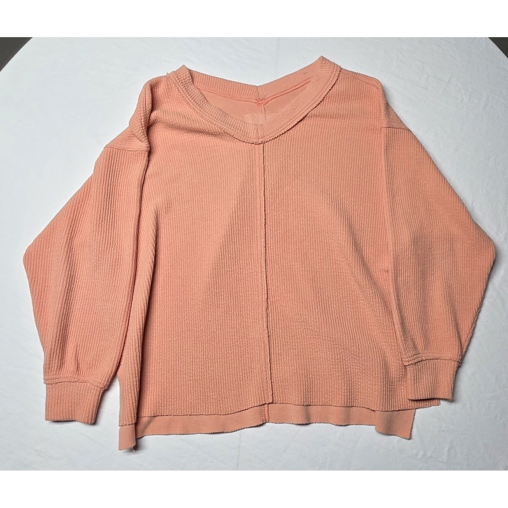 Aerie Peach Longsleeve V-neck Pullover Sweater Size Medium